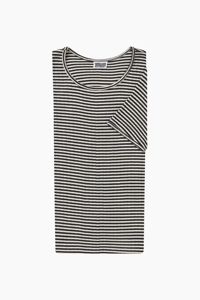 101 Short Sleeve Fine Stripes - Black/Ecru - Nørgaard på Strøget