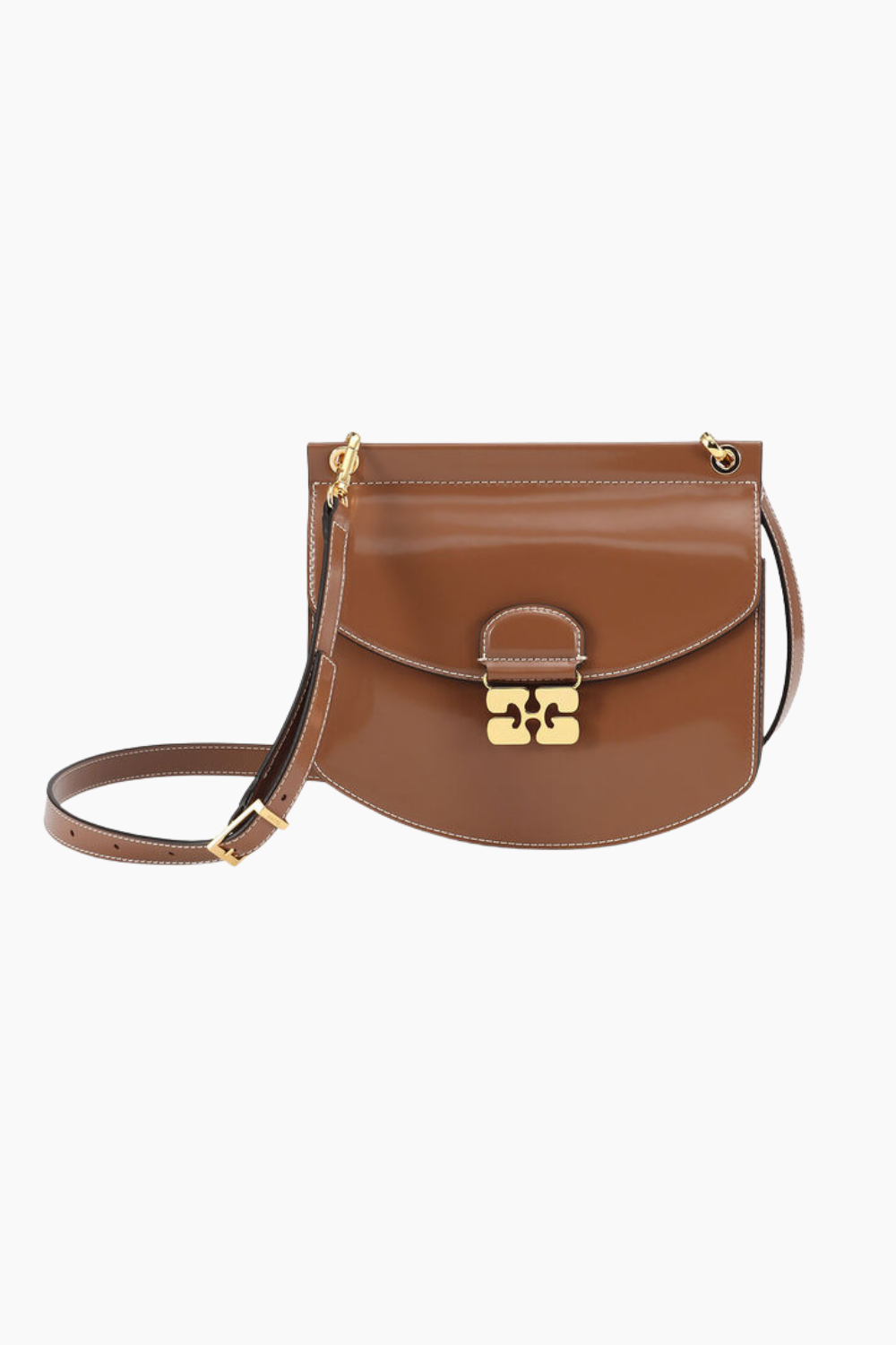 Apo-G Bag Small Patent A6114 - Caramel Café - GANNI