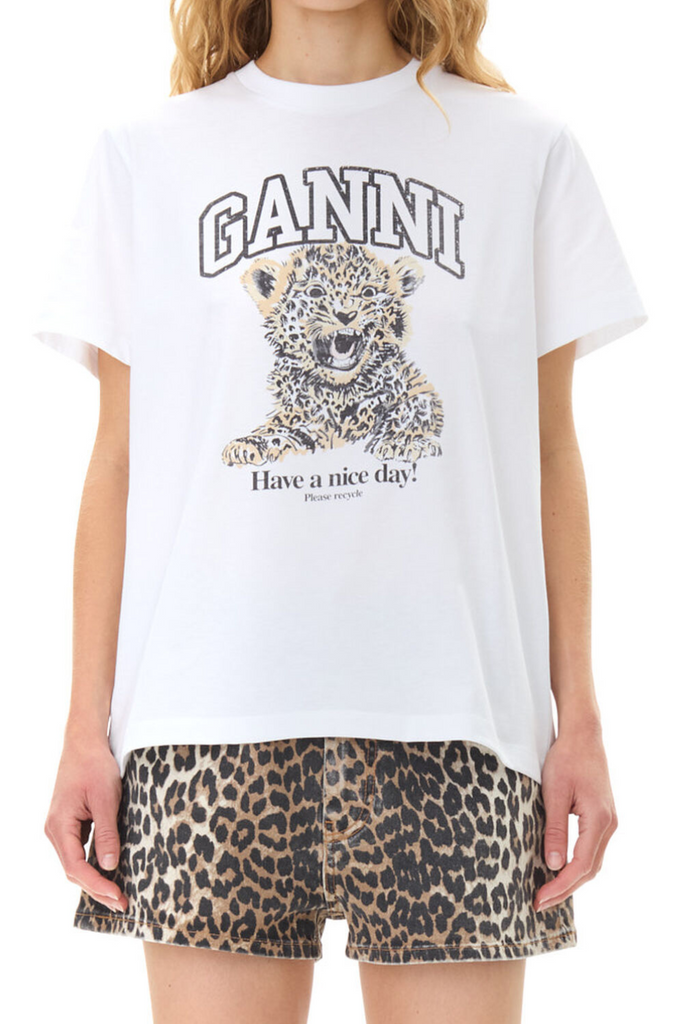 Basic Jersey Leopard Relaxed T-Shirt T4124 - Leopard - GANNI