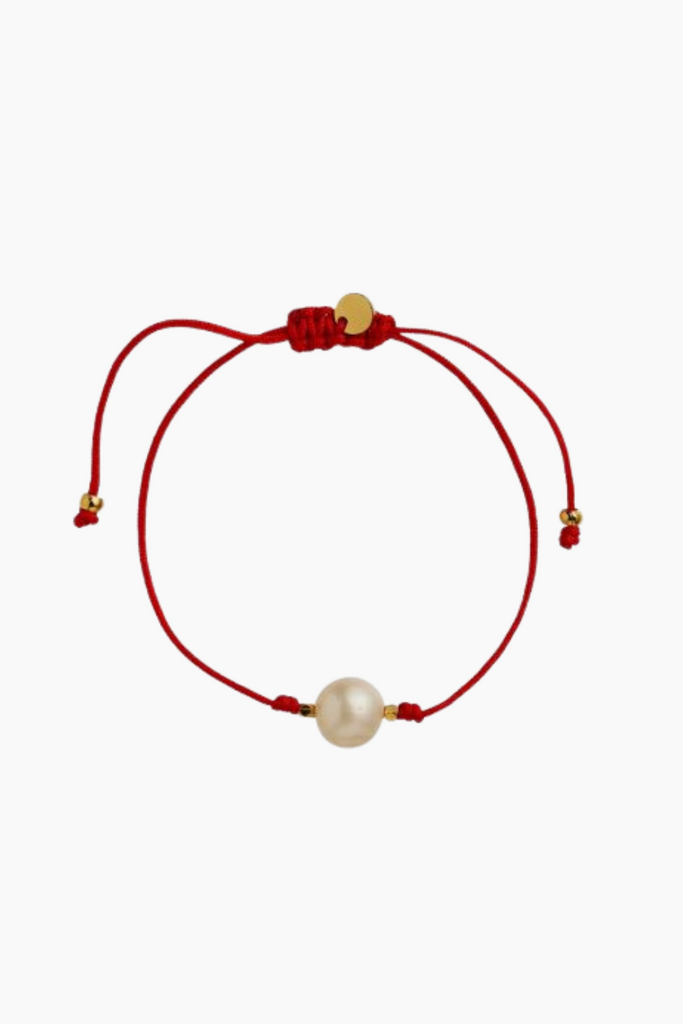 Big Pearl Berrie Bracelet - Red Ribbon - Stine A