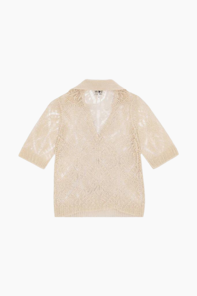 Cotton Lace Polo Sweater K2200 - Egret - GANNI