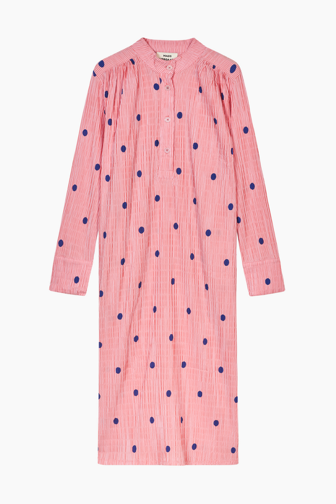 Crinckle Pop Eva Dress AOP - Dot AOP/Candy Pink - Mads Nørgaard