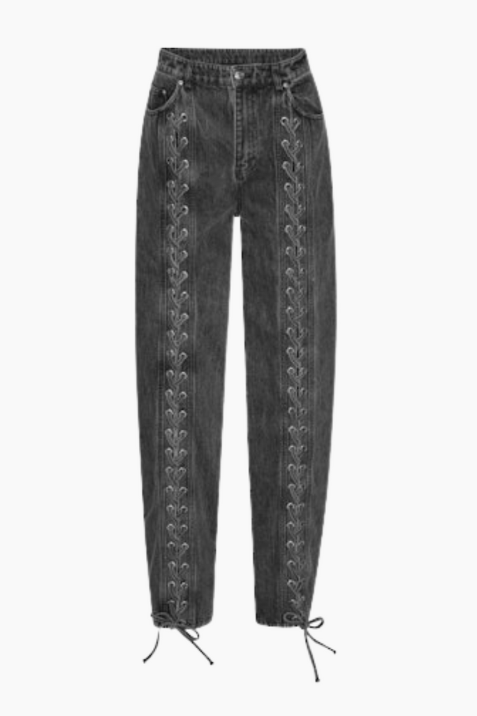 Denim Laced Leg Pants - Black - ROTATE