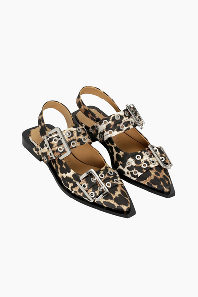 Feminine Buckle Ballerina Print S2947 - Leopard - GANNI