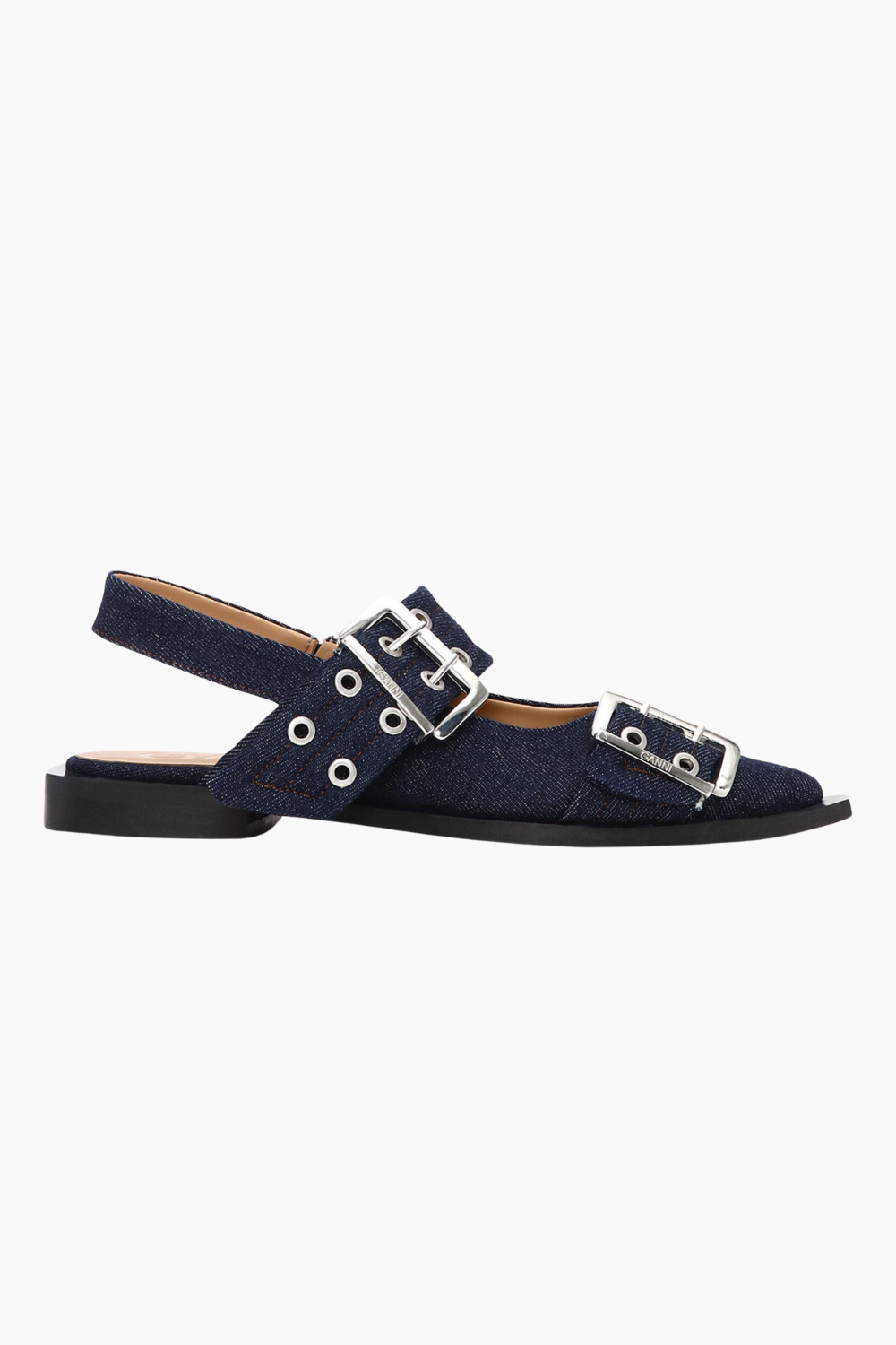 Feminine Buckle Ballerina Denim S2797 - Dark Navy - Ganni