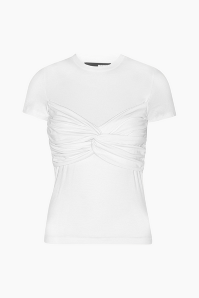 Fitted Twisted T-Shirt - Bright White - ROTATE