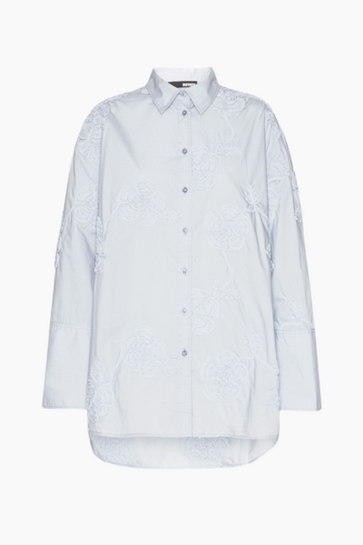 Flower Oversized Shirt - Skyway Blue - ROTATE