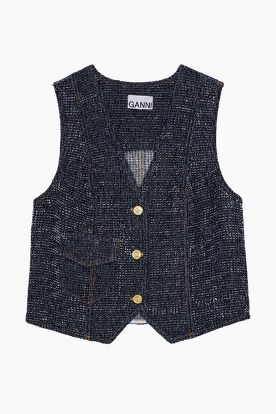 Fluffy Denim Waistcoat J1544 - Rinse - GANNI