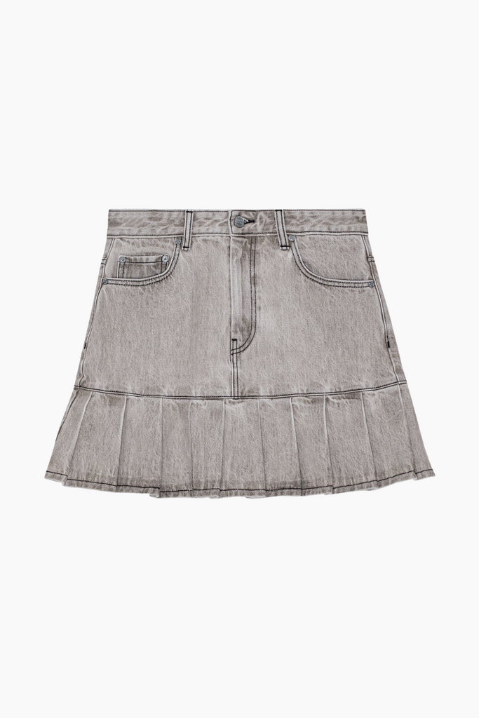 Future Denim Pleated Mini Skirt J1550 - Gray Quill - GANNI