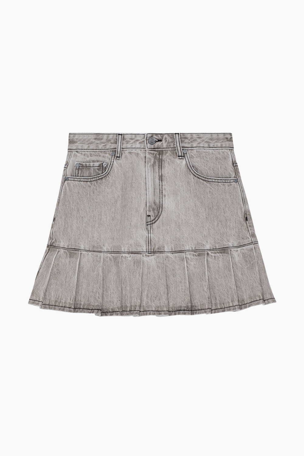 Future Denim Pleated Mini Skirt J1550 - Gray Quill - GANNI