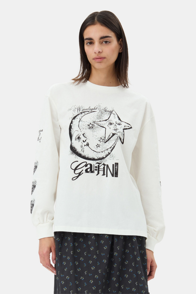 Future Heavy Jersey Moon Long Sleeve T-shirt T4064 - Egret - GANNI