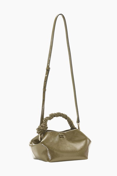 Ganni Bou Bag Small Patent A6337 - Military Olive - GANNI