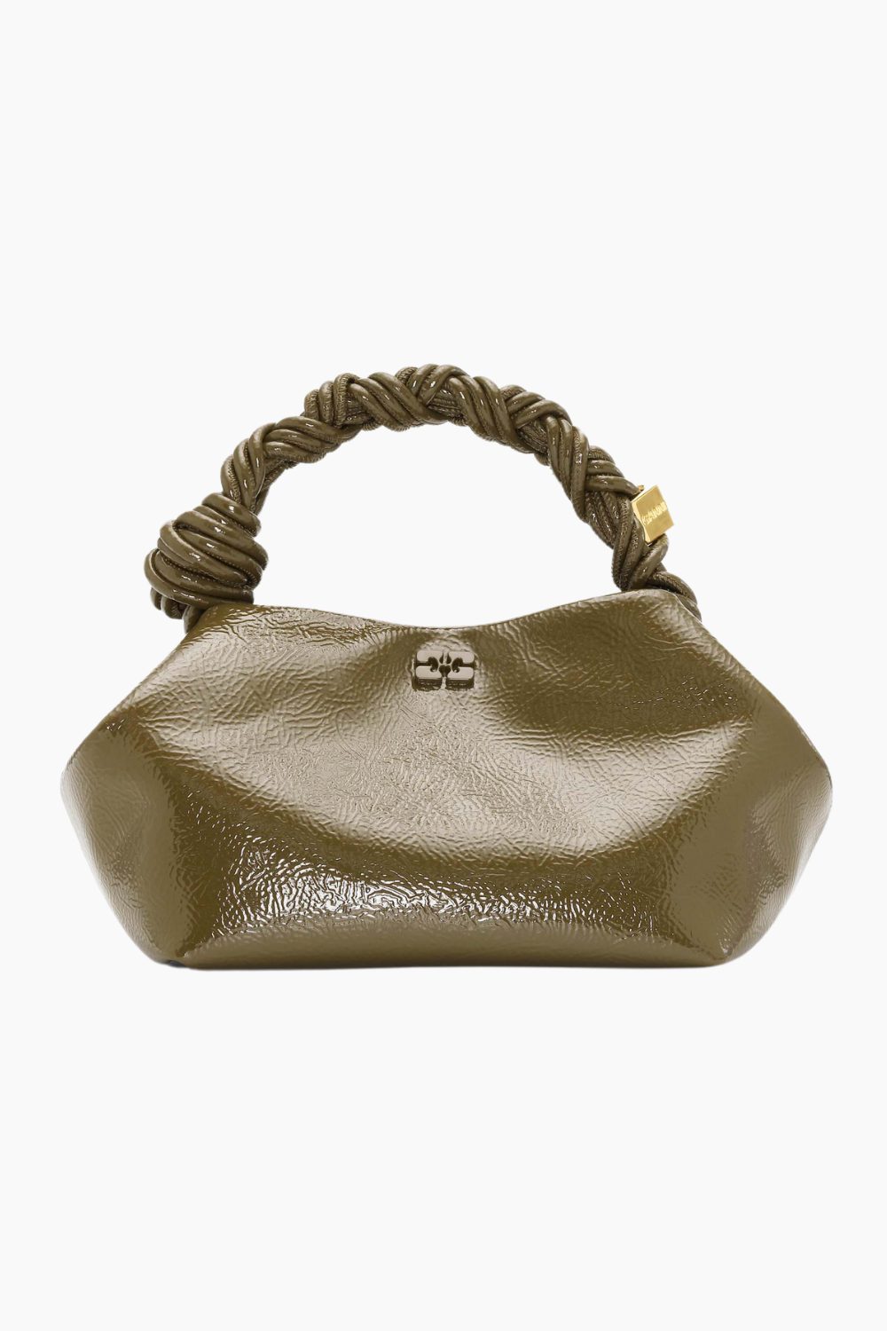 Ganni Bou Bag Small Patent A6337 - Military Olive - GANNI