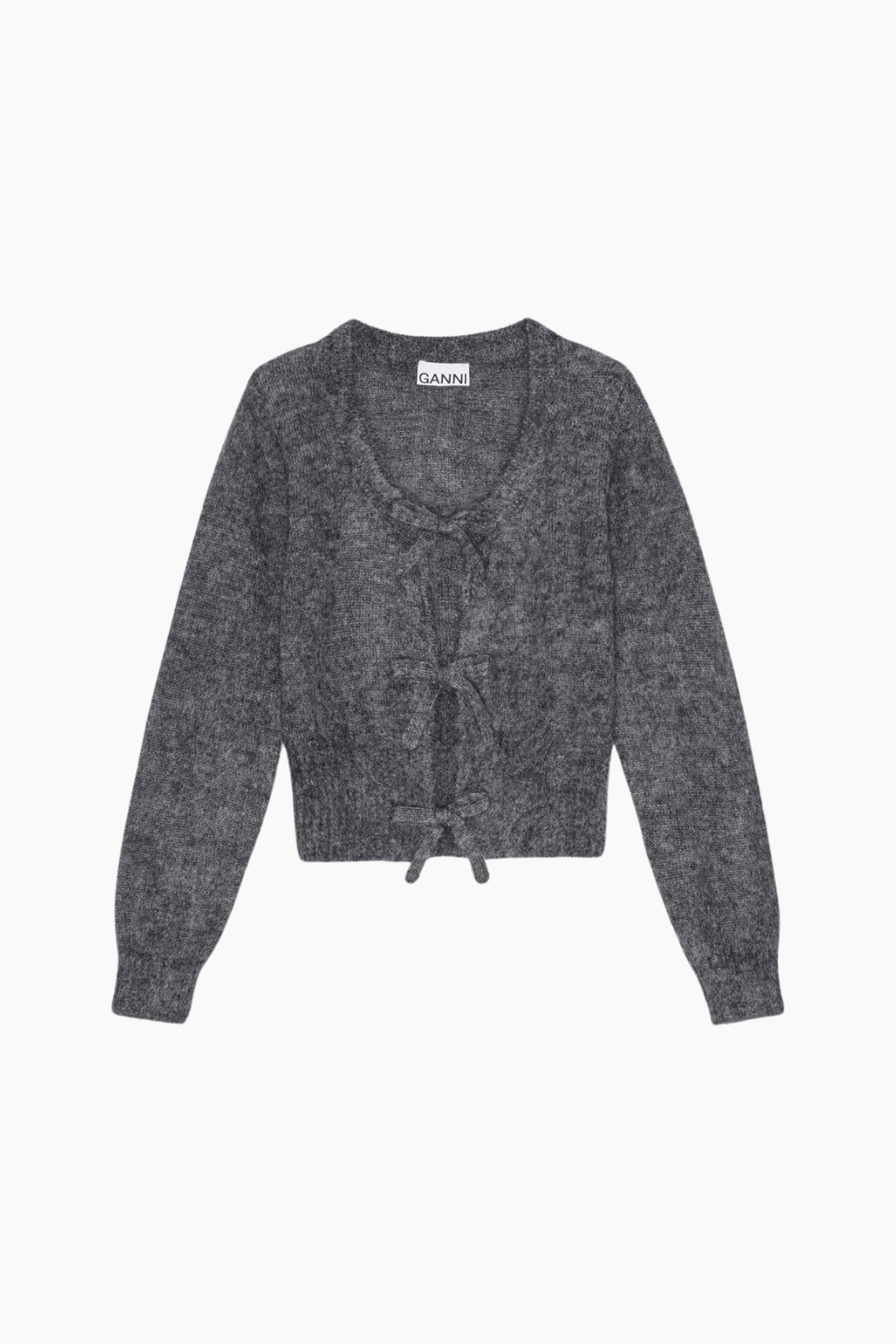 Light Mohair Tie String Cardigan K2411 - Paloma Melange - GANNI