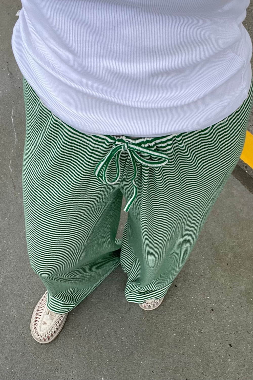 NPS Nova Pants Fine Stripe - Green/Ecru - Nørgaard på Strøget