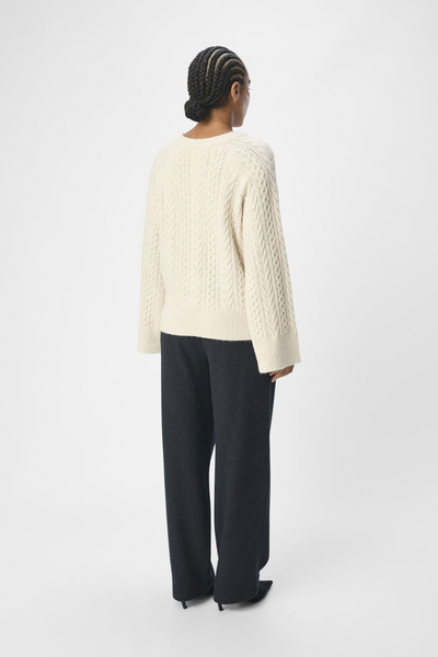 Objrosa Knit L/S RE Pullover 134 - White Sand/Melange - Object