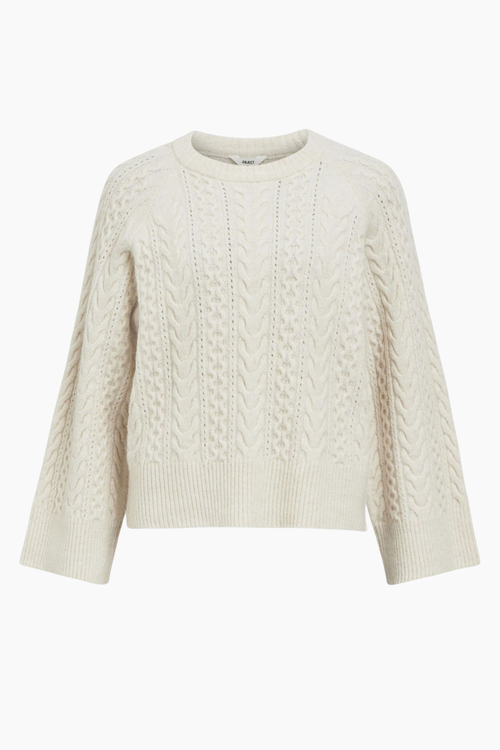 Objrosa Knit L/S RE Pullover 134 - White Sand/Melange - Object