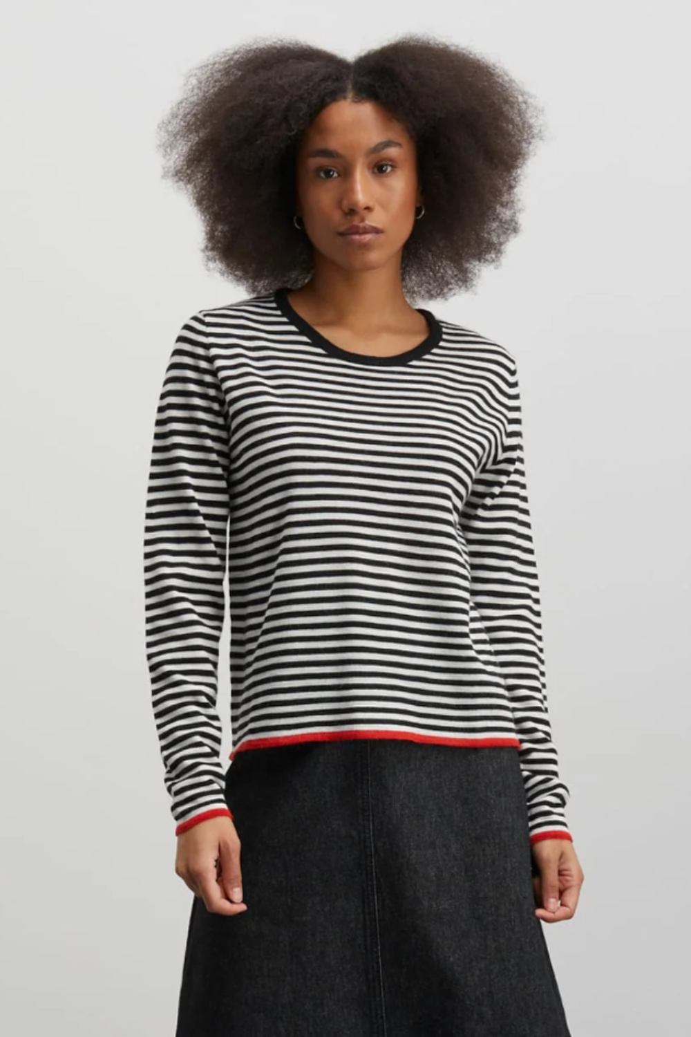 One Stripe Ellis Knit - Black/Ecru - Mads Nørgaard