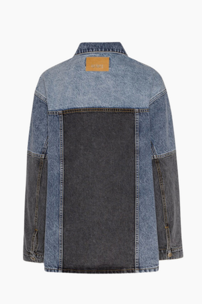 Oversized Patchwork Jacket - Medium Blue Denim - ROTATE