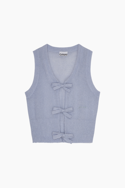 Light Mohair Tie String Vest K2307 - Heather - GANNI