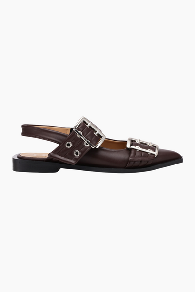 Feminine Buckle Ballerina S2669 - Chocolate Fondant - GANNI