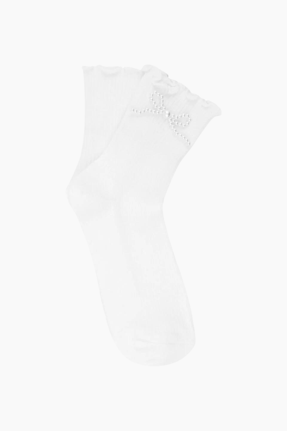 Pearly Bow Socks - White - Sui Ava