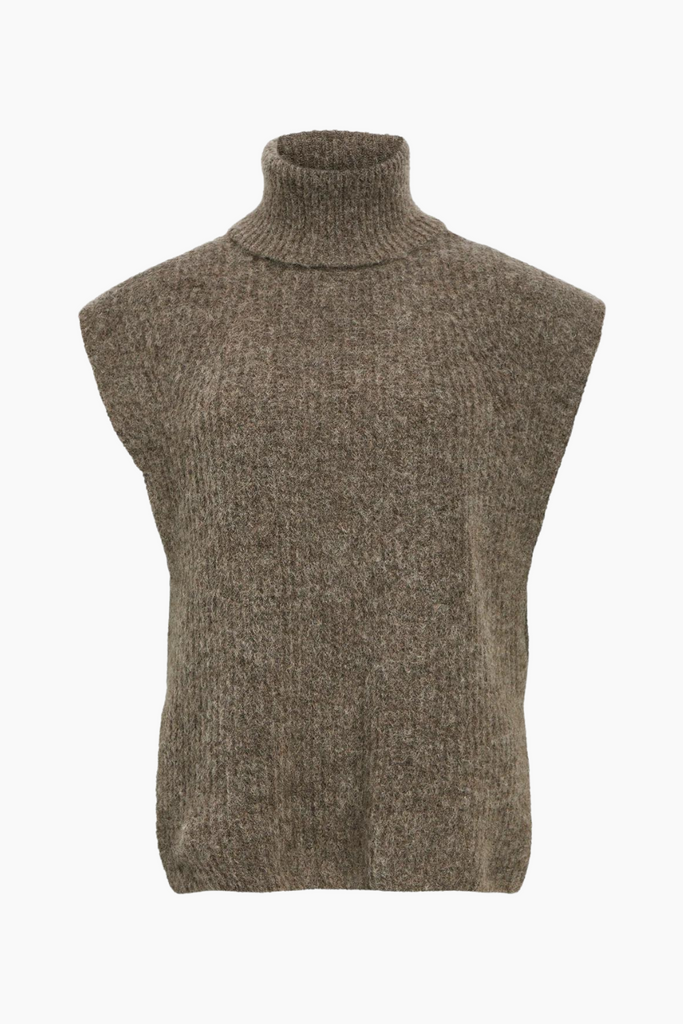 Objnete S/L Re Knit Vest 135 - Morel/Melange - Object