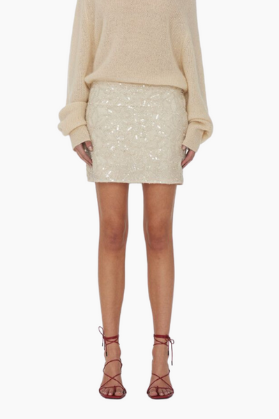 Sequin Mini Skirt - Silver Birch - ROTATE