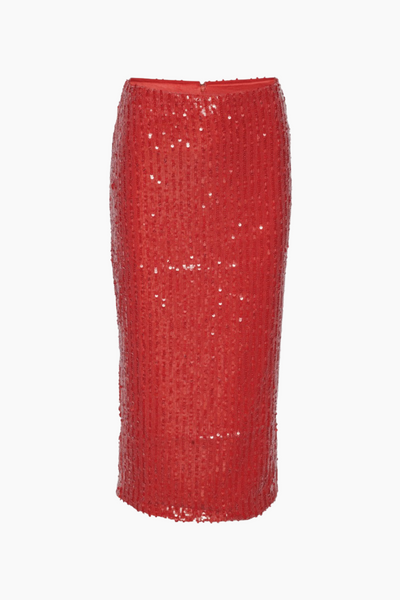 Sequins Pencil Skirt - Racing Red - ROTATE