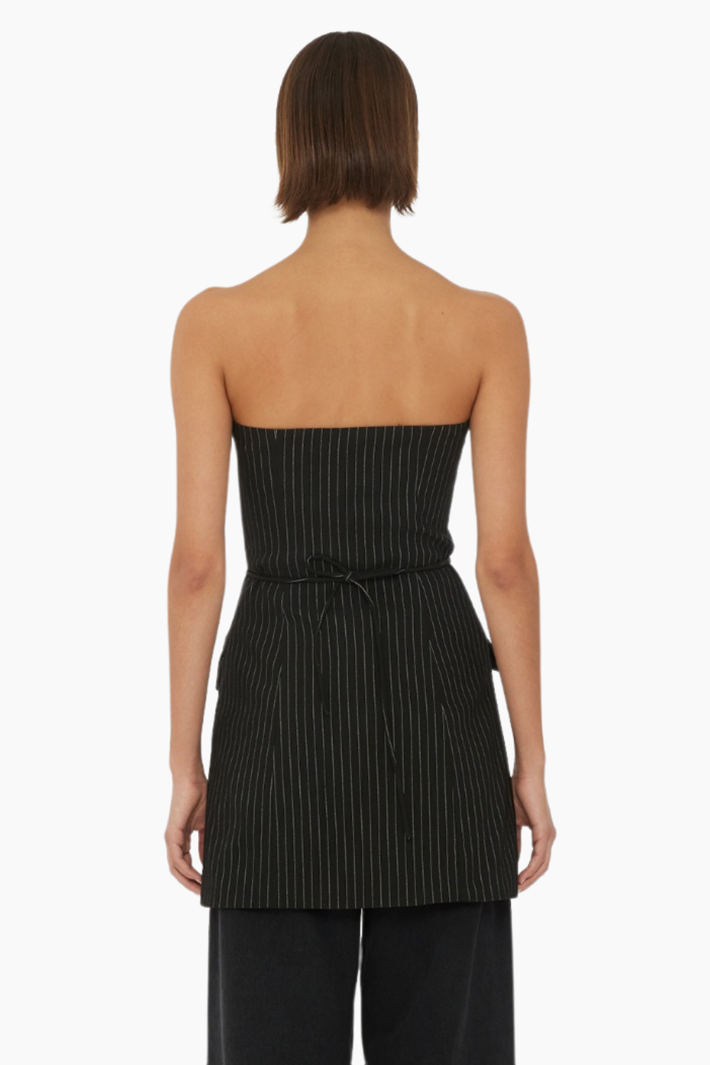 Stretchy Strapless Top - Black Pinstripe - ROTATE