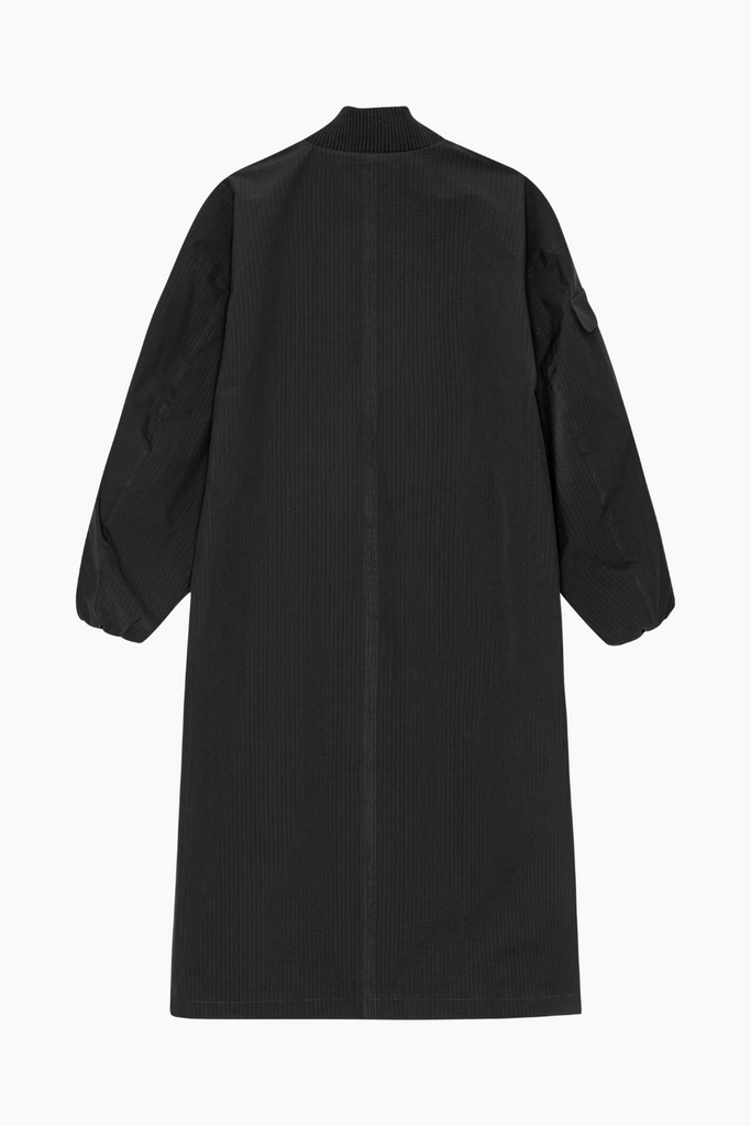 Tech Seersucker Oversized Shell Coat F9468 - Black - GANNI