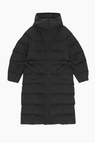 Tech Seersucker Puffer Coat F9688 - Black - GANNI