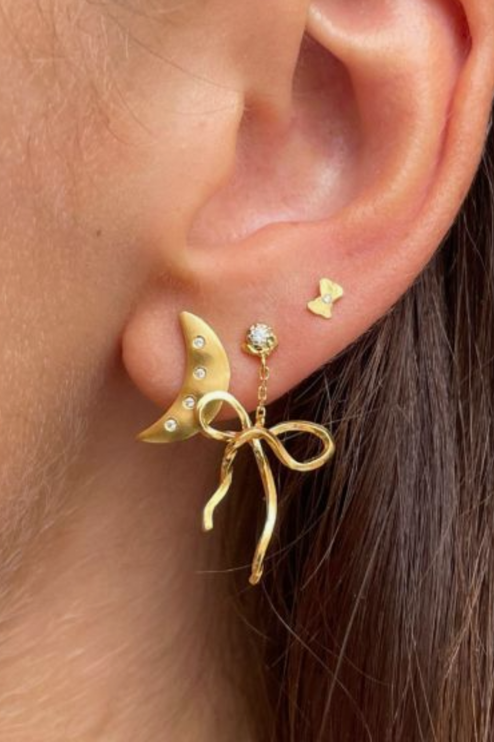 Tres Petit Bow Earring - Gold - Stine A