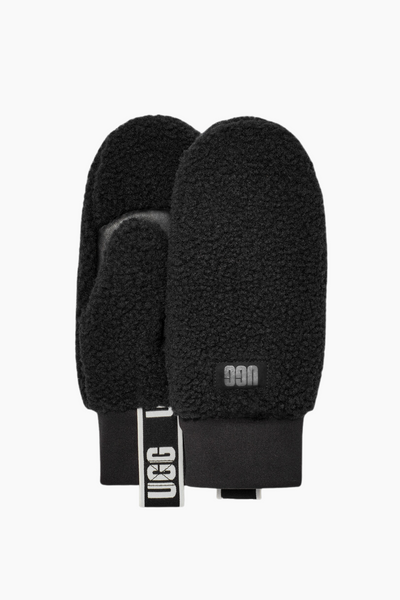 W UGGfluff Mitten With Logo Tape - Black - UGG