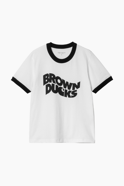 W' S/S Brown Ducks Ringer - White/Black - Carhartt WIP