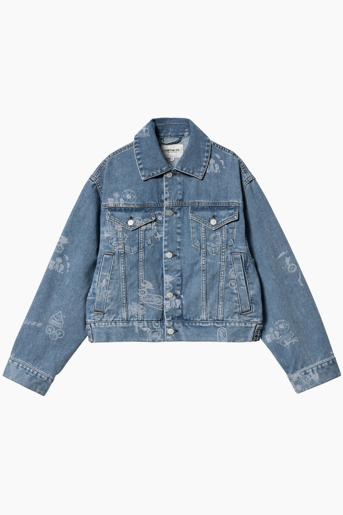 W' Stamp Jacket - Stamp Print, Blue (Bleached) - Carhartt WIP