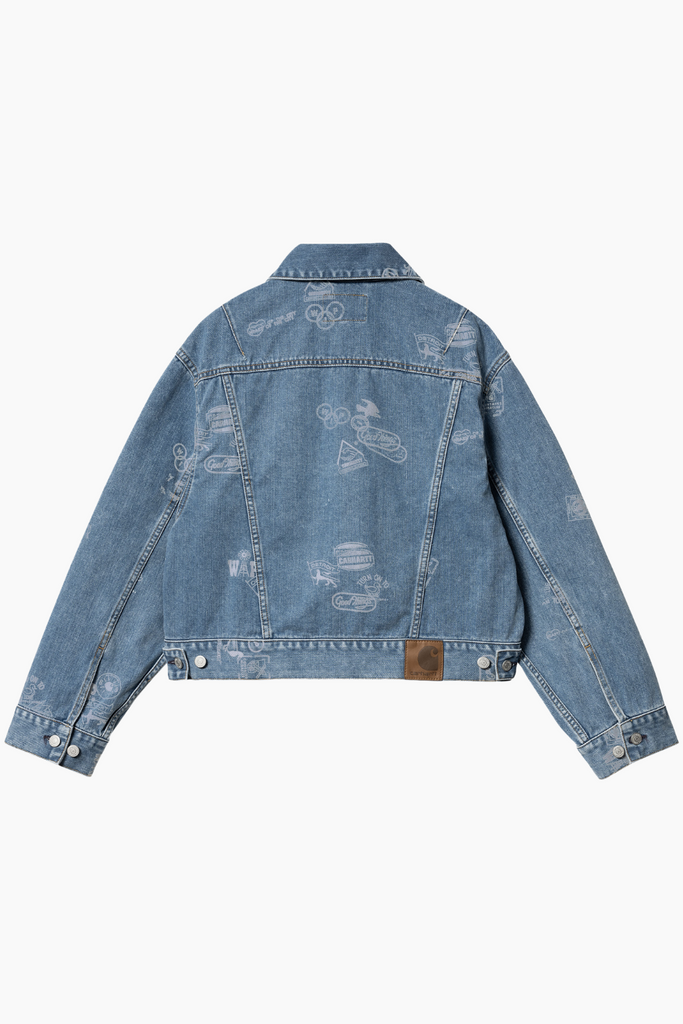 W' Stamp Jacket - Stamp Print, Blue (Bleached) - Carhartt WIP