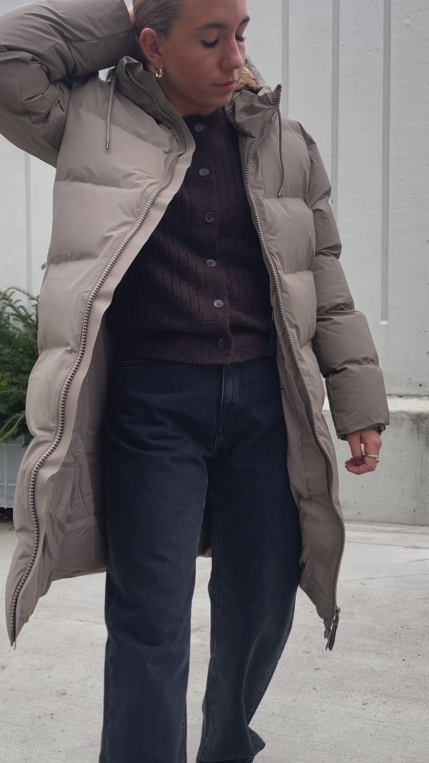 Long Puffer Jacket Taupe